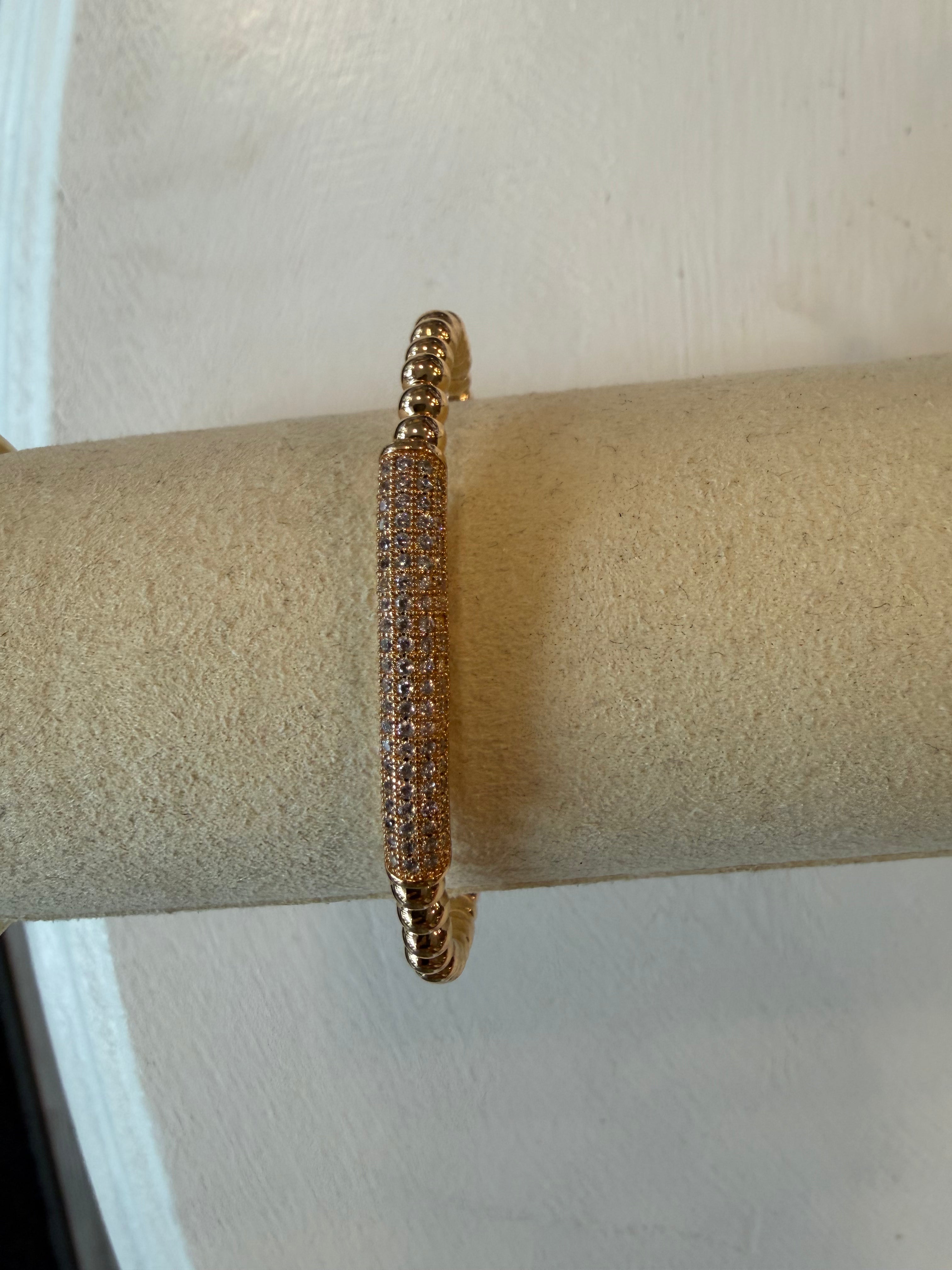 Gold Beaded Bangle Bracelet