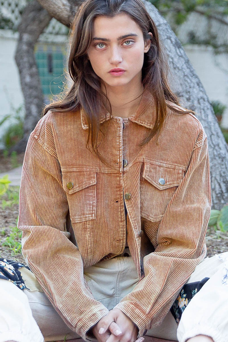 Creme Brulee Corduroy Jacket In Teddy Bear