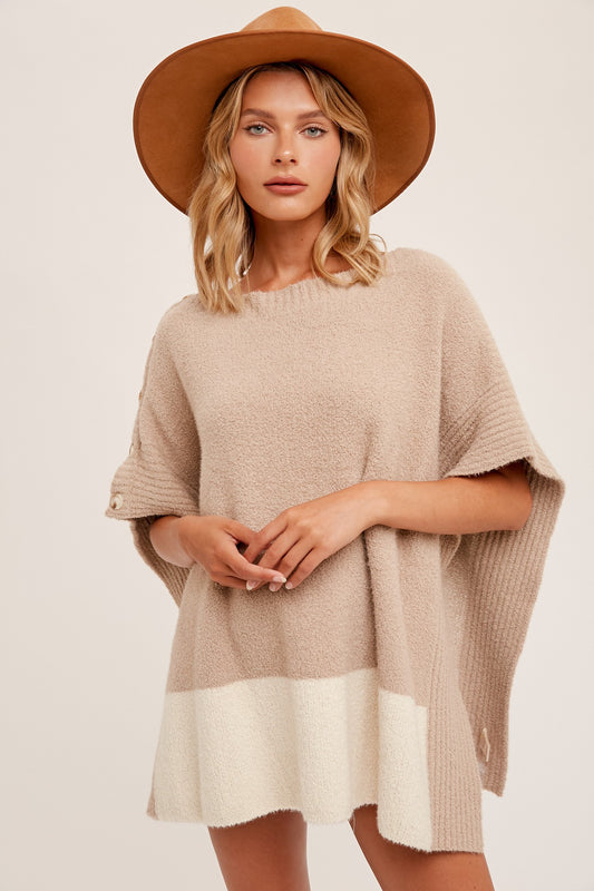 Blake Button Detail Poncho