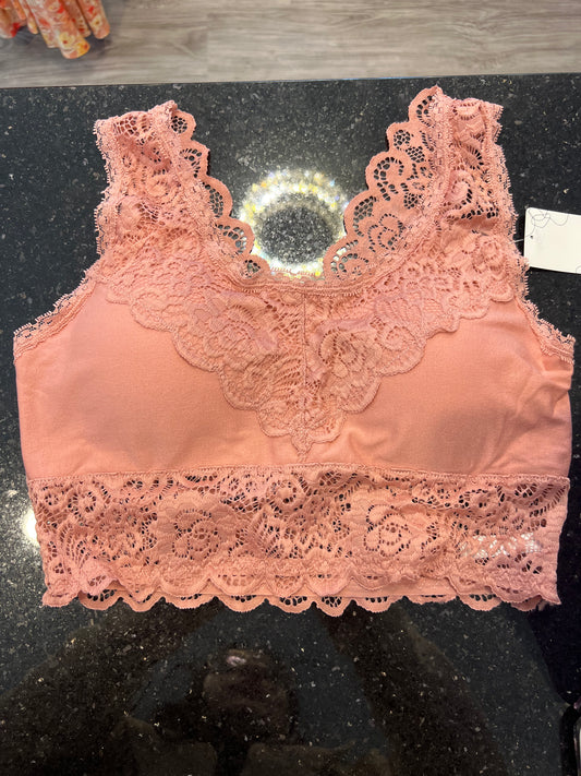 Padded Lace Bralette Salmon