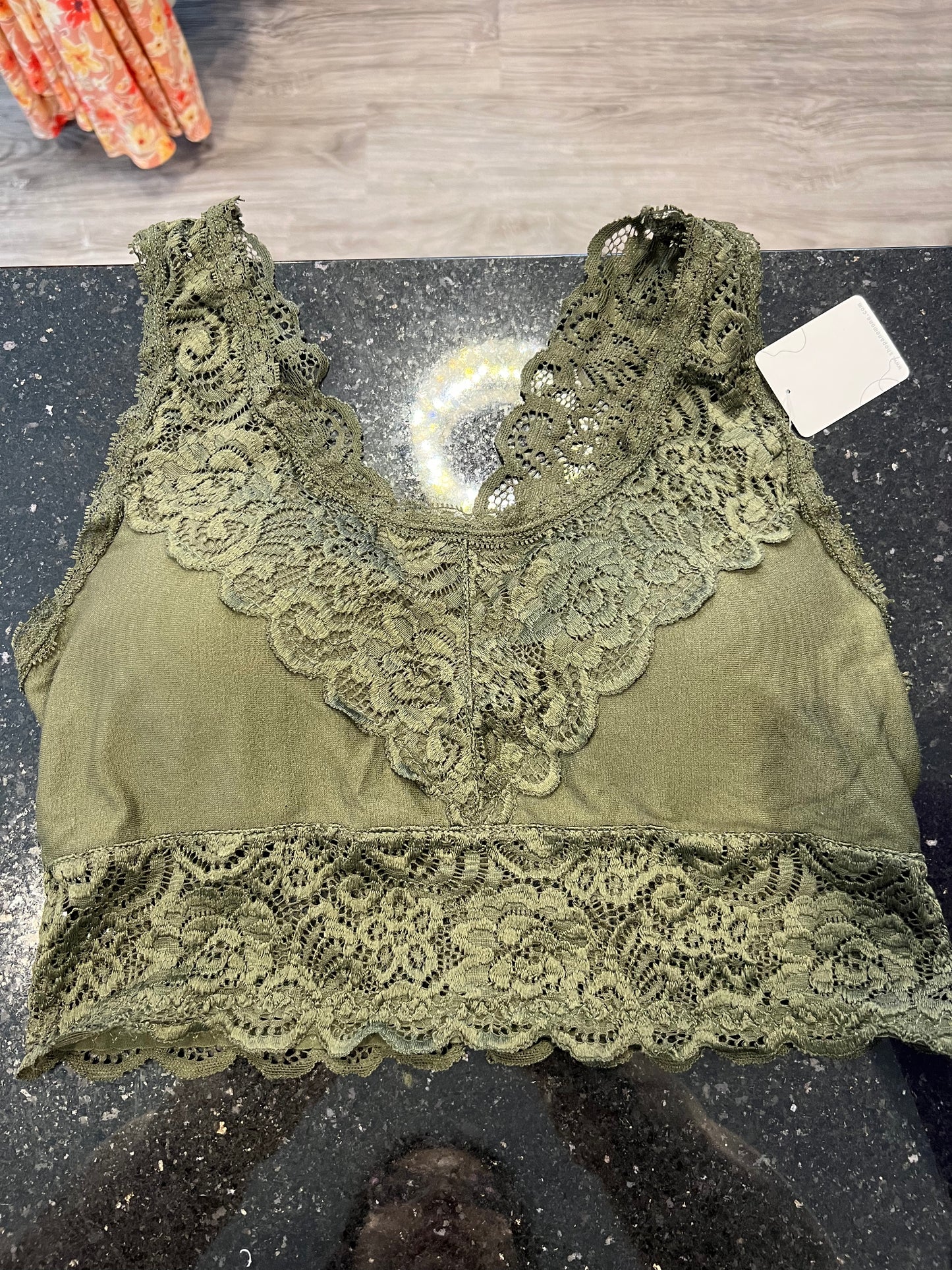 Padded Lace Bralette Olive