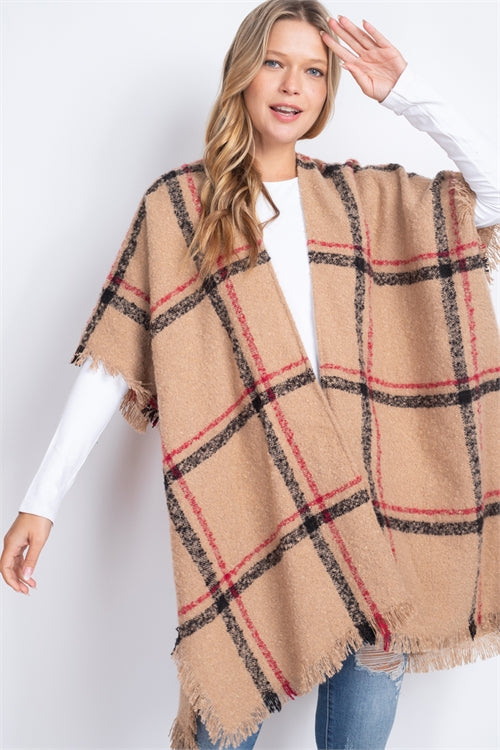 Keep Me Plaid Kimono Taupe