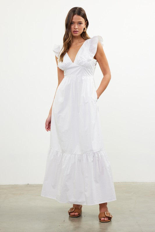 Poplin Tie Back Maxi Dress