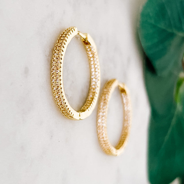 Pave hoop earrings