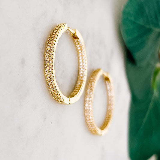 Pave hoop earrings