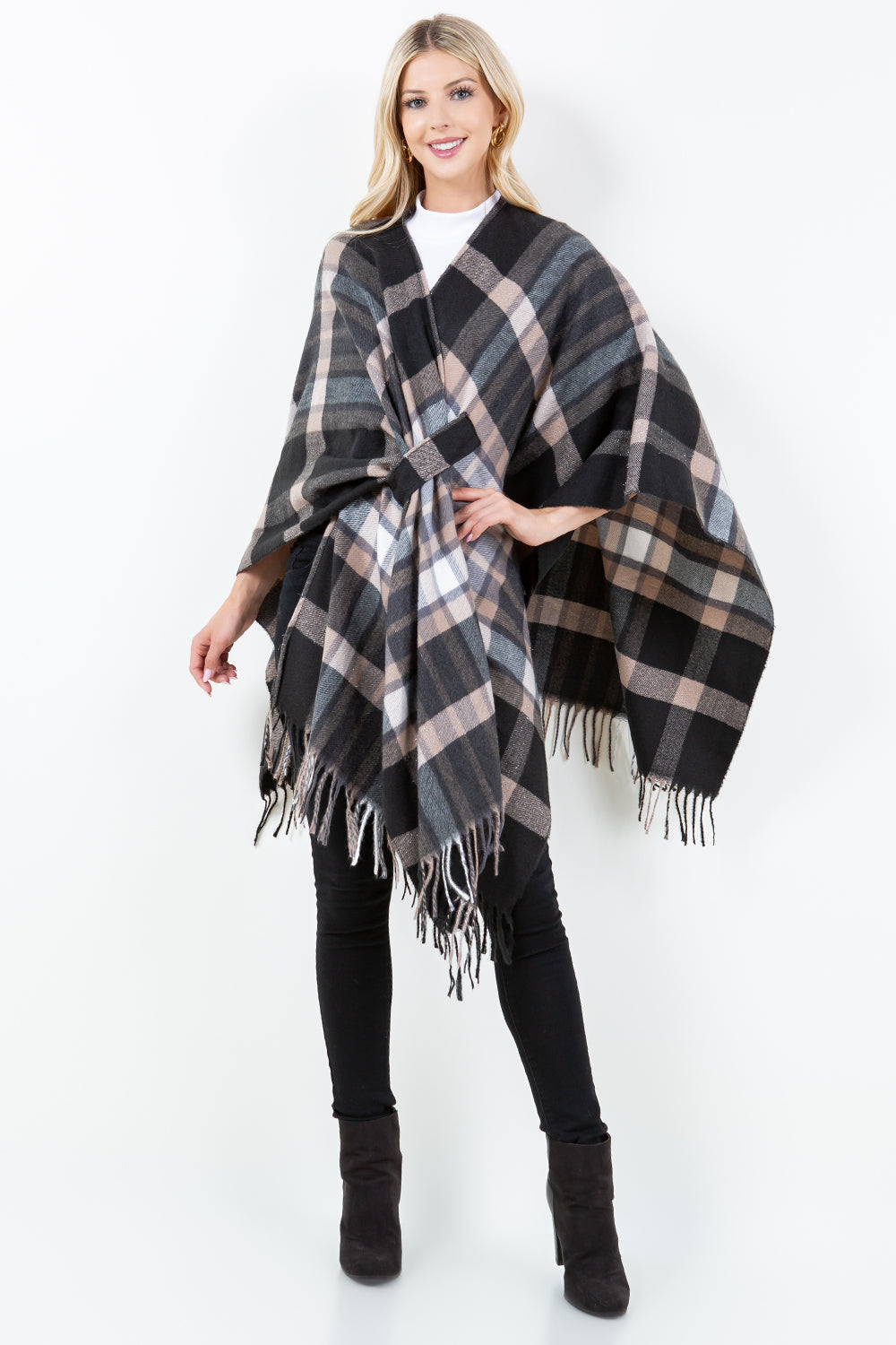 Multi-Colored Lurex Ruana with Loop through