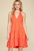 Tessa Tangerine Halter Dress