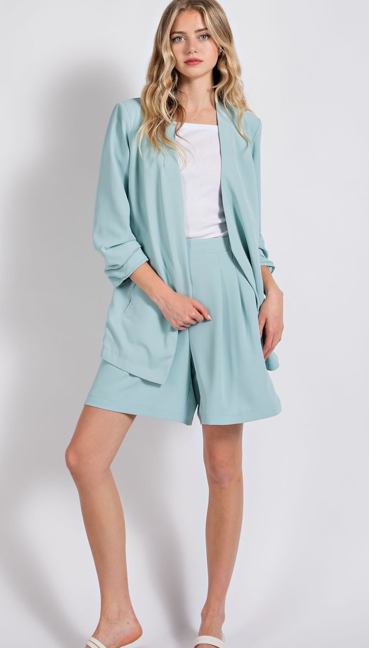 Ruched Sleeve Blazer