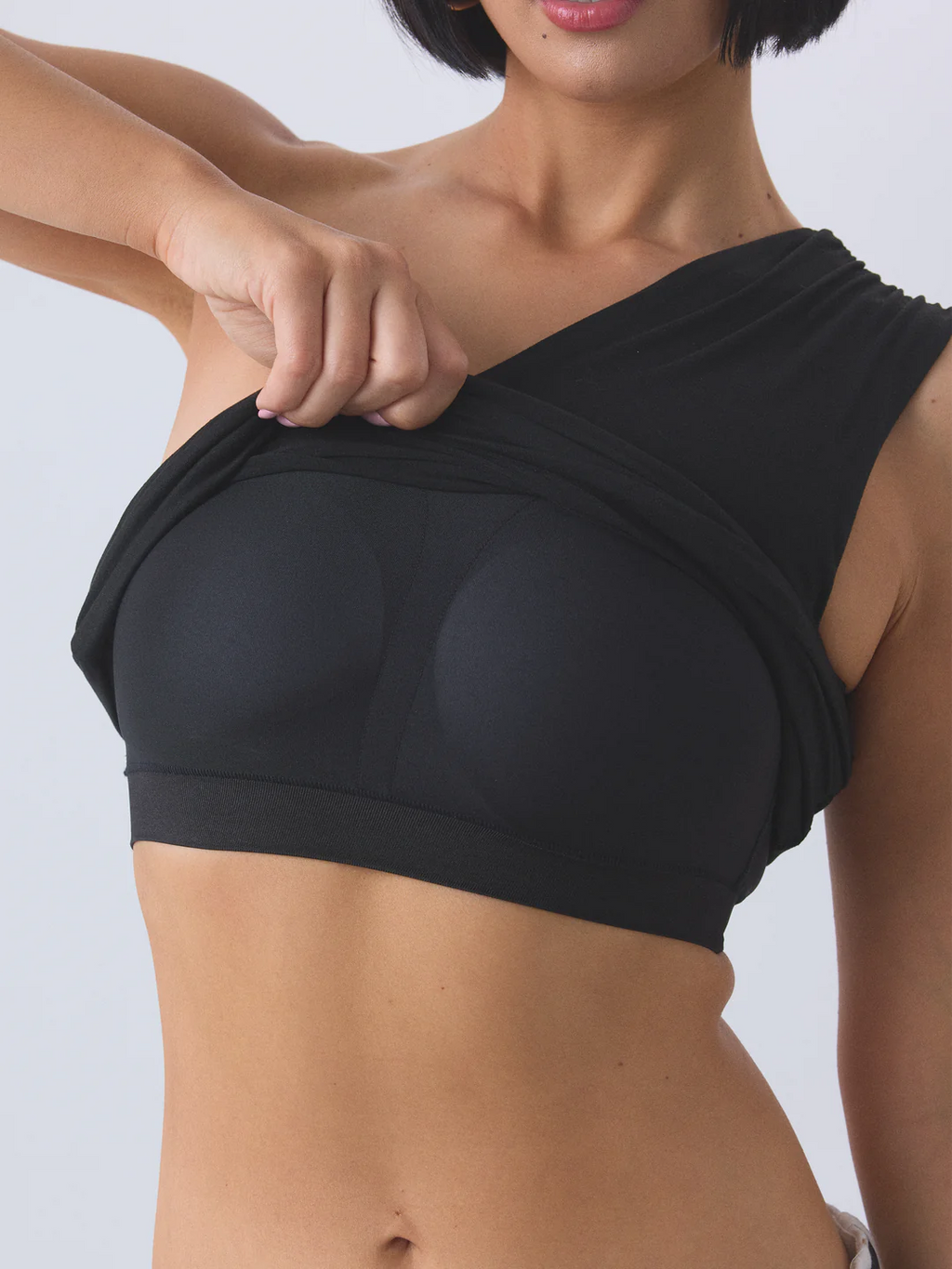 Solid Ruched One Shoulder