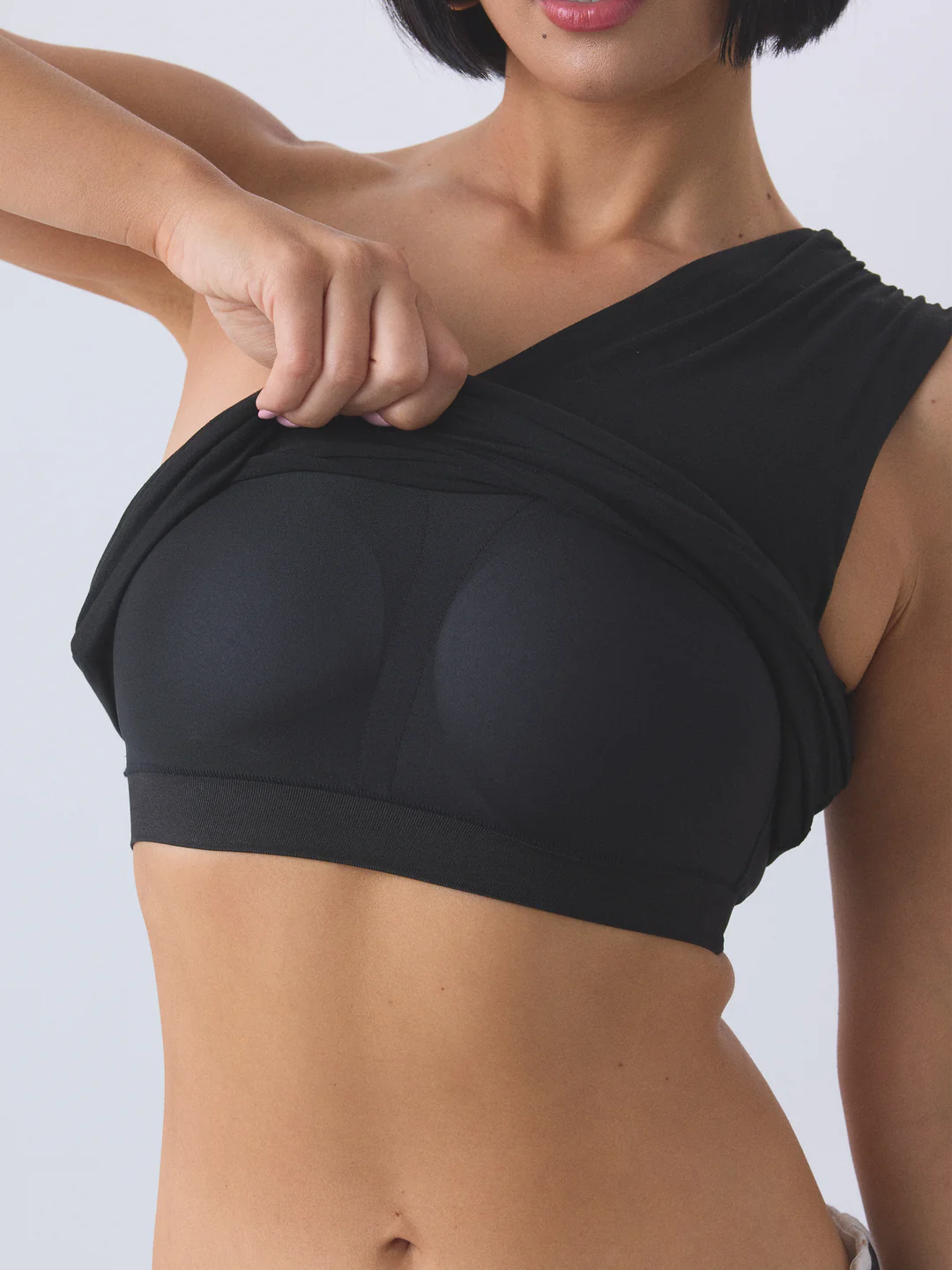Solid Ruched One Shoulder
