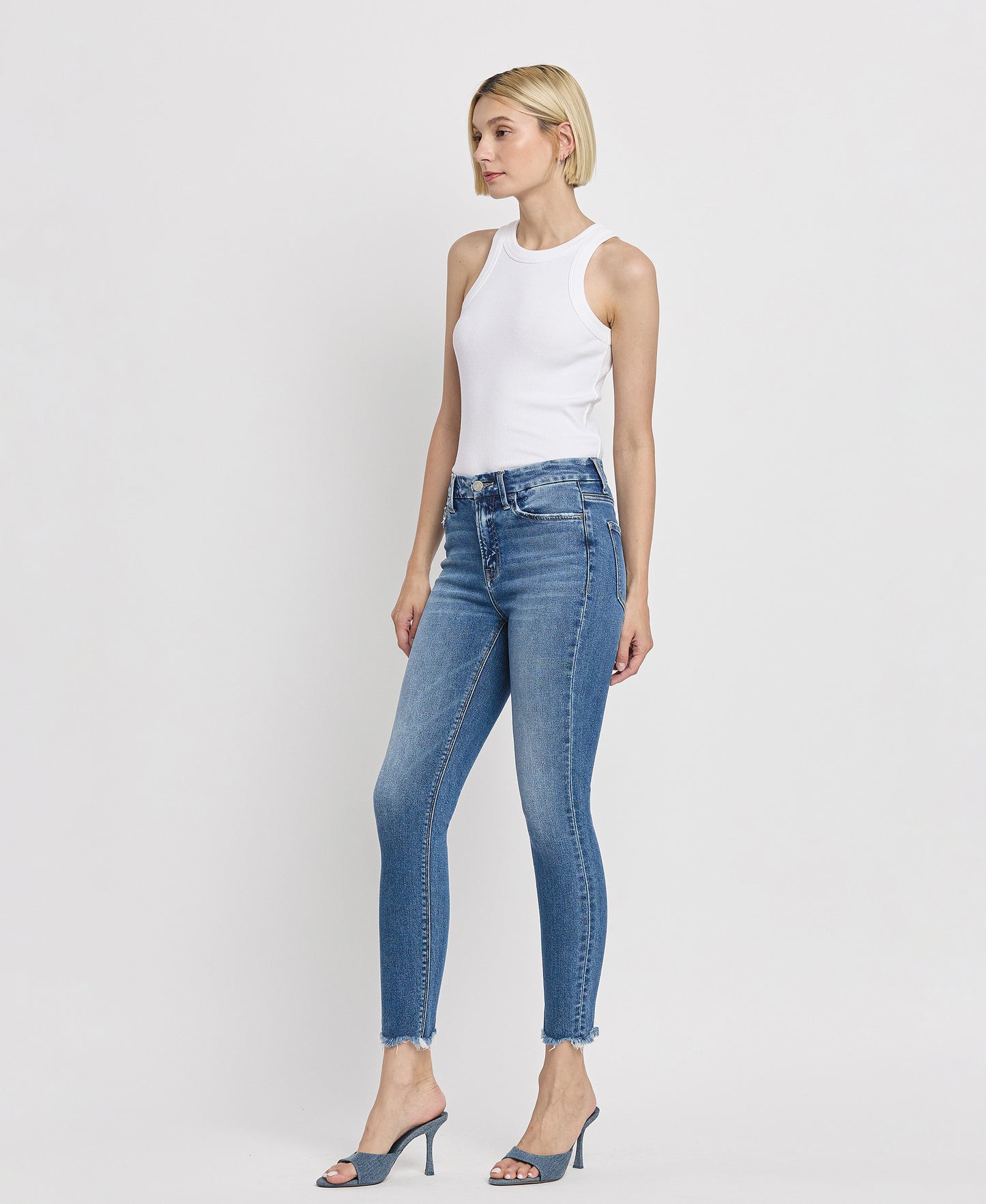 The Haylie HR Raw Hem Skinny Jean by Vervet