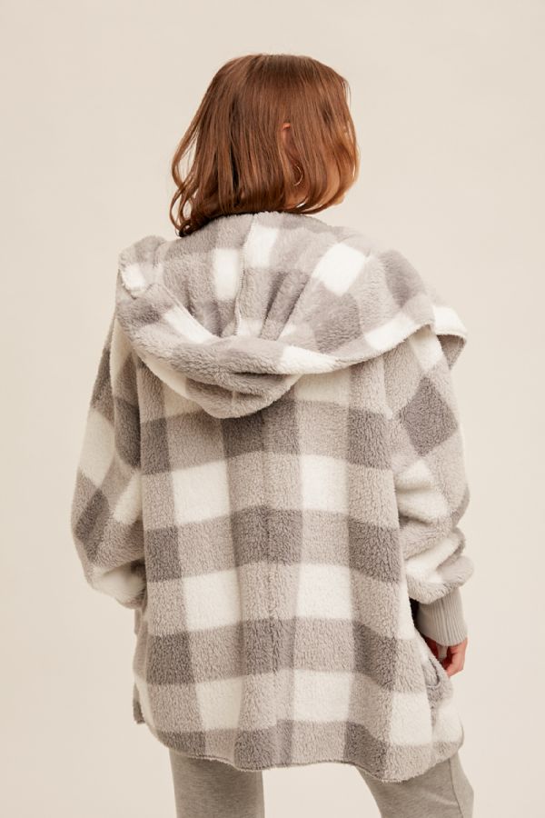 So Soft Hooded Checked Sherpa