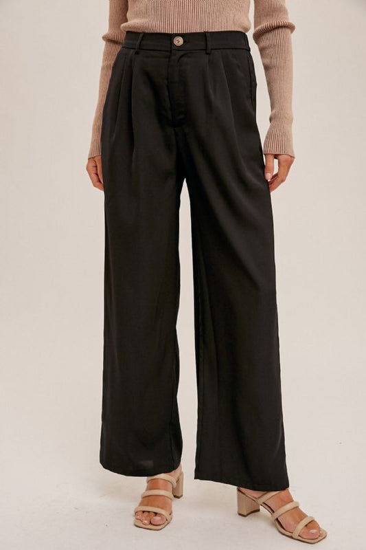 Satin Effect Wide Leg Trousers