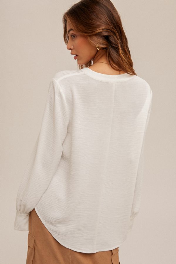 Valentina V Neck Blouse in Black & Off White