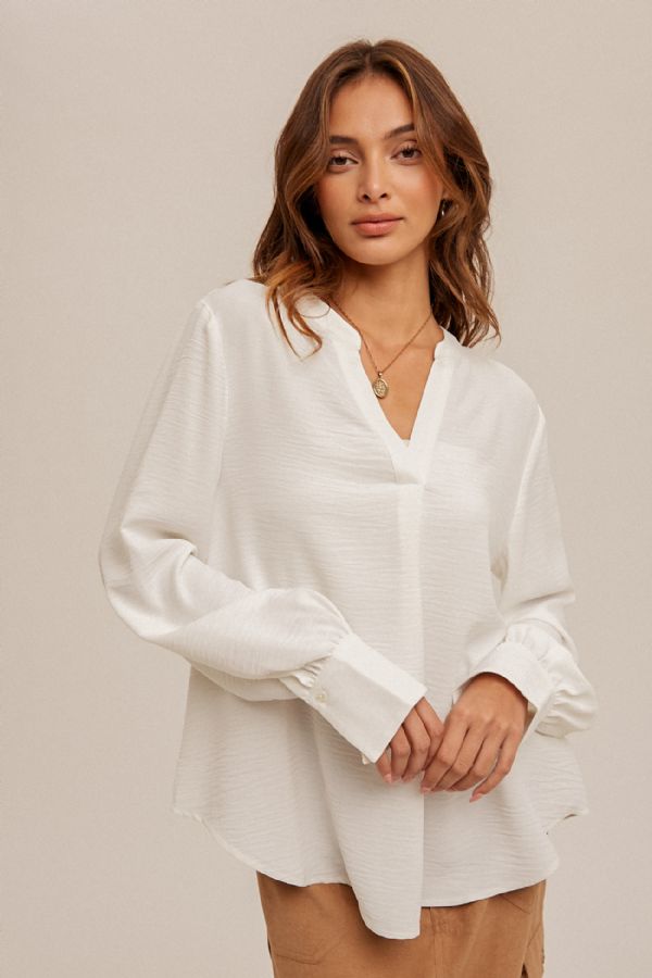 Valentina V Neck Blouse in Black & Off White