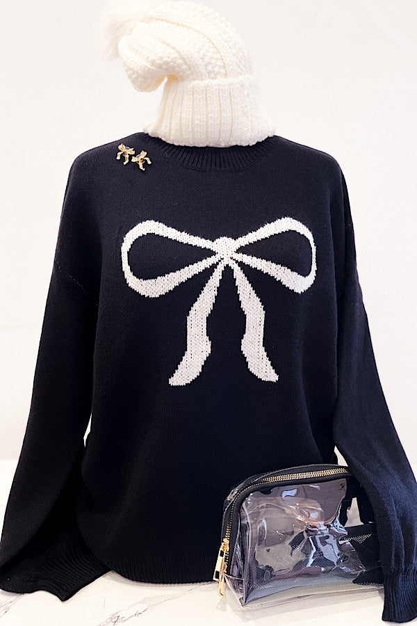 Ella Black Bow Sweater