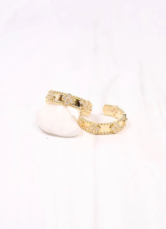 Leilah CZ Clover Hoop Earring GOLD