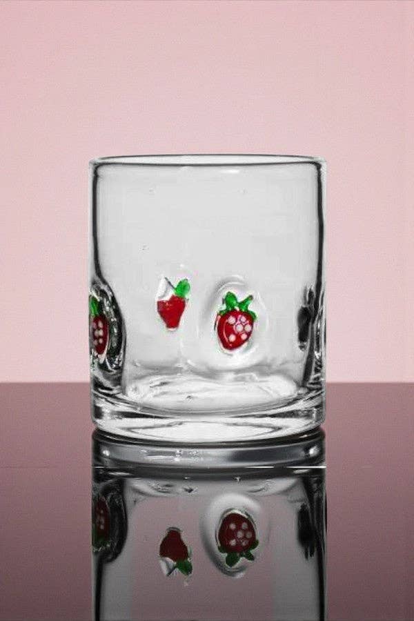 Strawberry Clear Drinking Glass