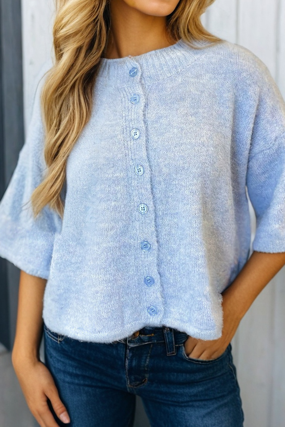 Bree Boxy Knit Button Down Sweater