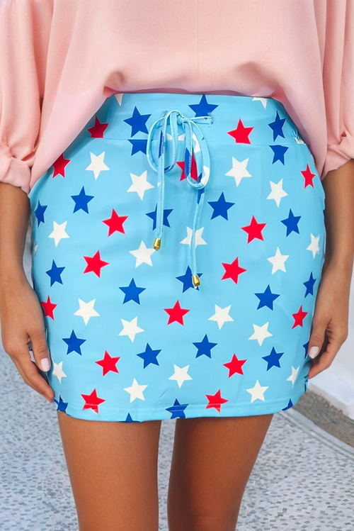 4th of July Patriotic Star Drawstring Mini Skort