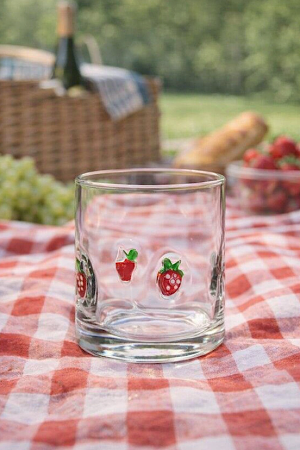 Strawberry Clear Drinking Glass