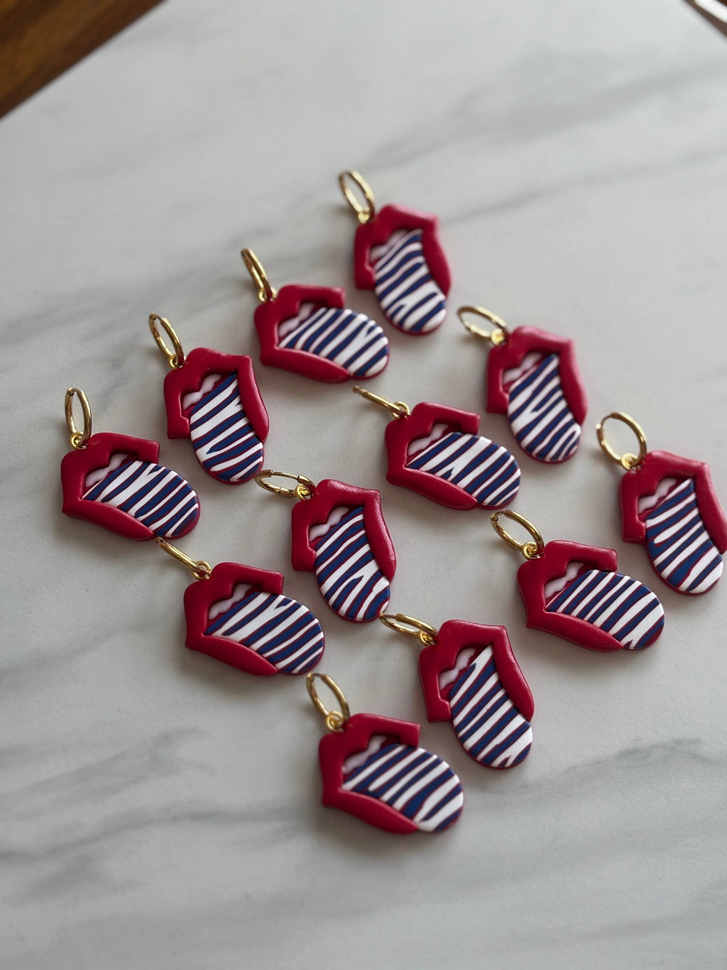 Buffalo Bills dangle earrings, tongue out earrings