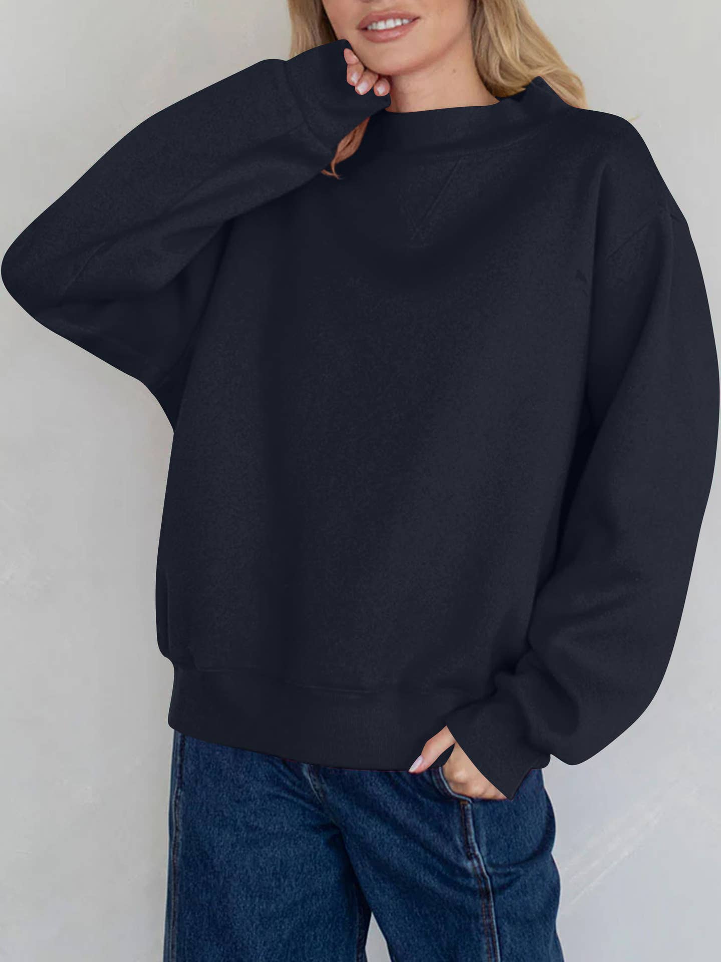 Ready in Red Fleece Mock Neck