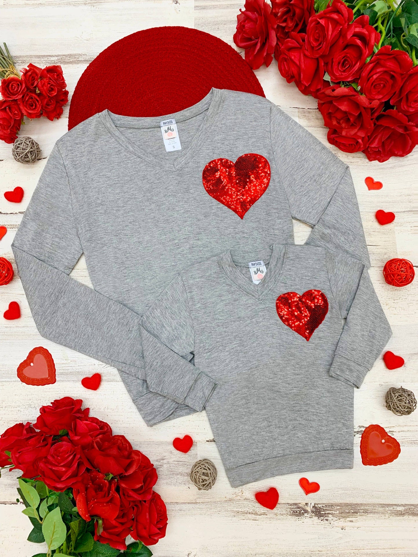 Mommy And Me Shining Heart Grey Top