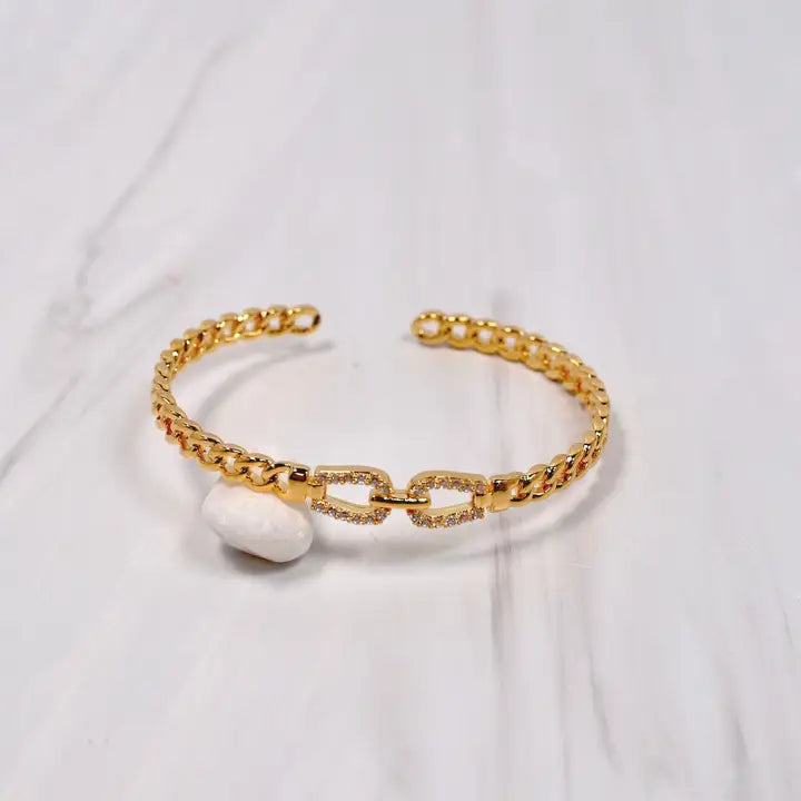 Corraville Link Bracelet with Czs Gold