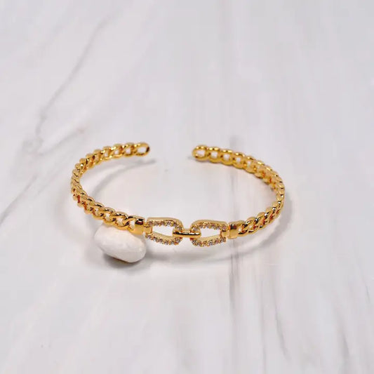 Corraville Link Bracelet with Czs Gold