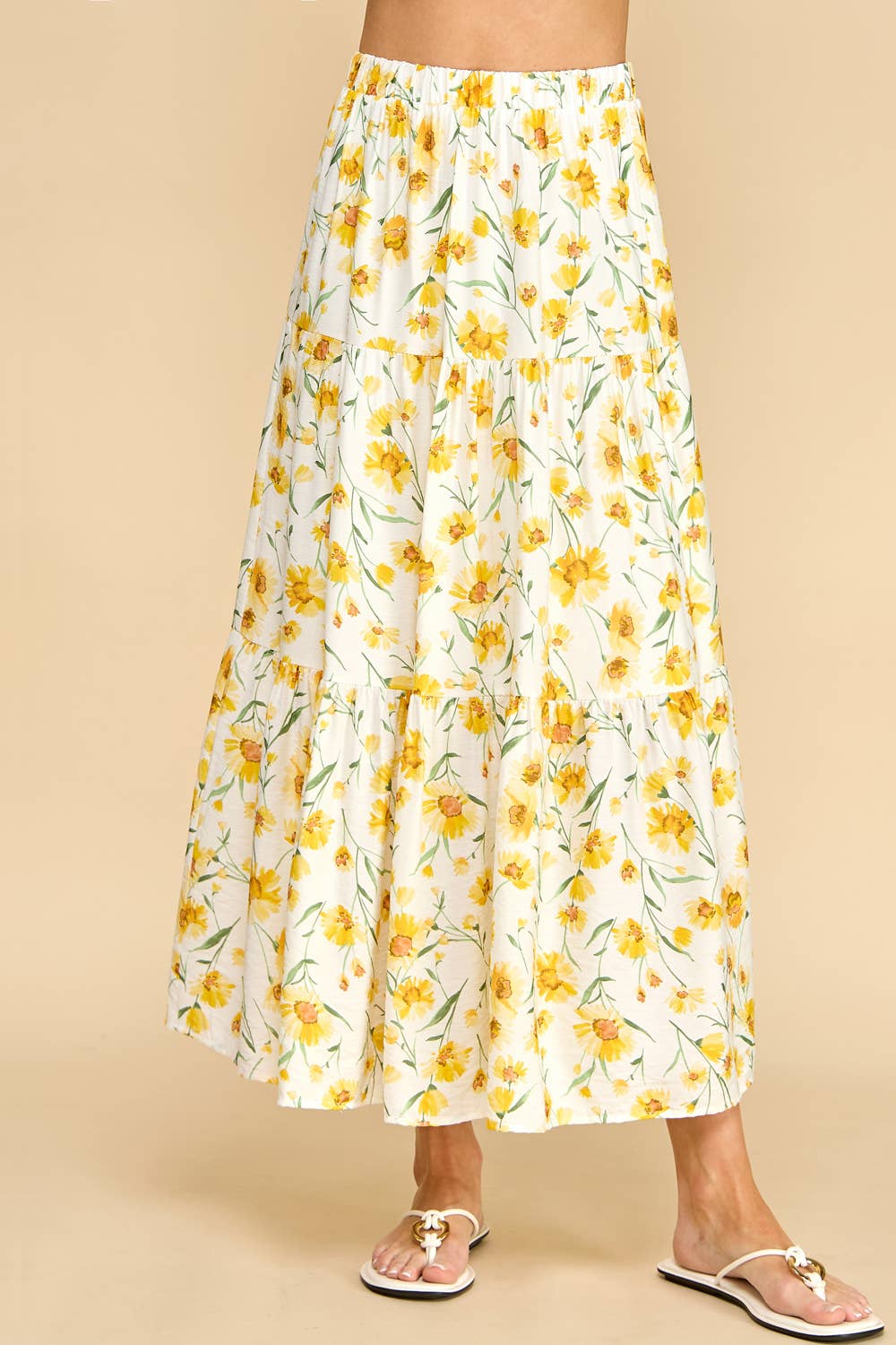 Sunny Bloom Tiered Maxi Skirt