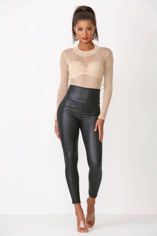 High waist faux leather legging