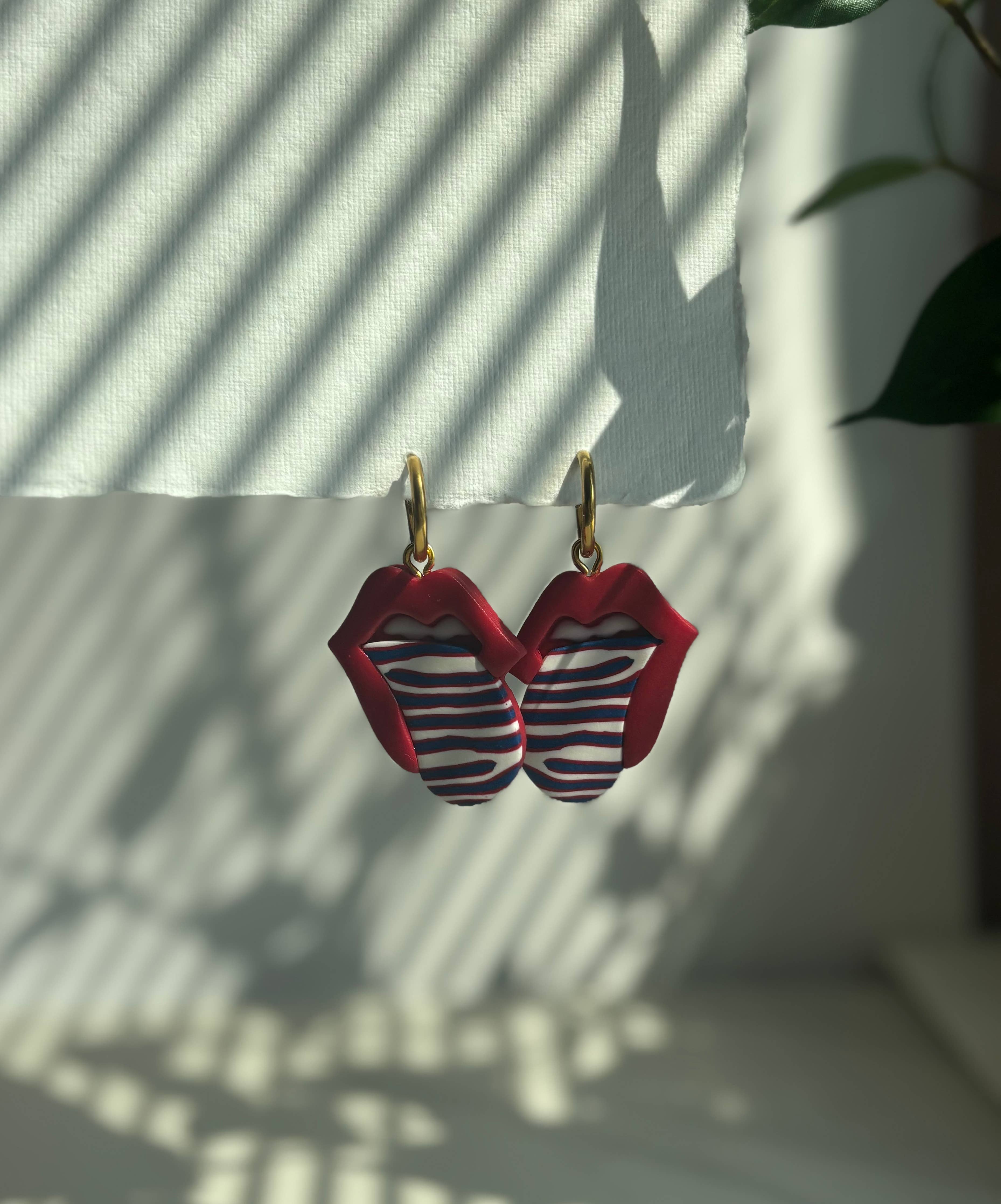 Buffalo Bills dangle earrings, tongue out earrings