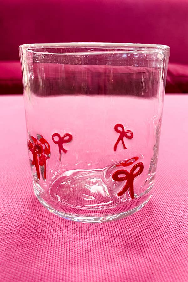 Red Bow Drinking Glass