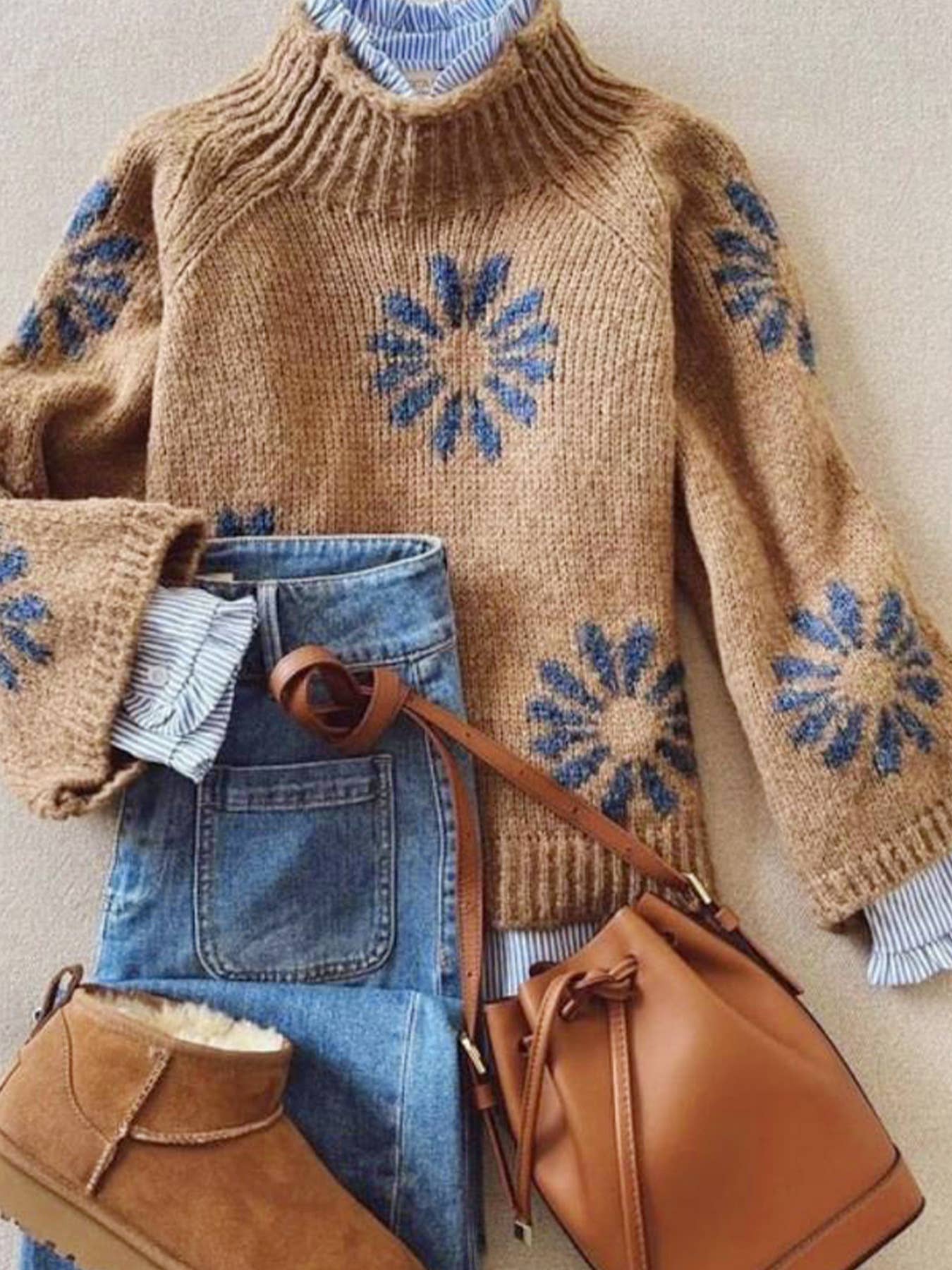 Blue Daisy  Sweater