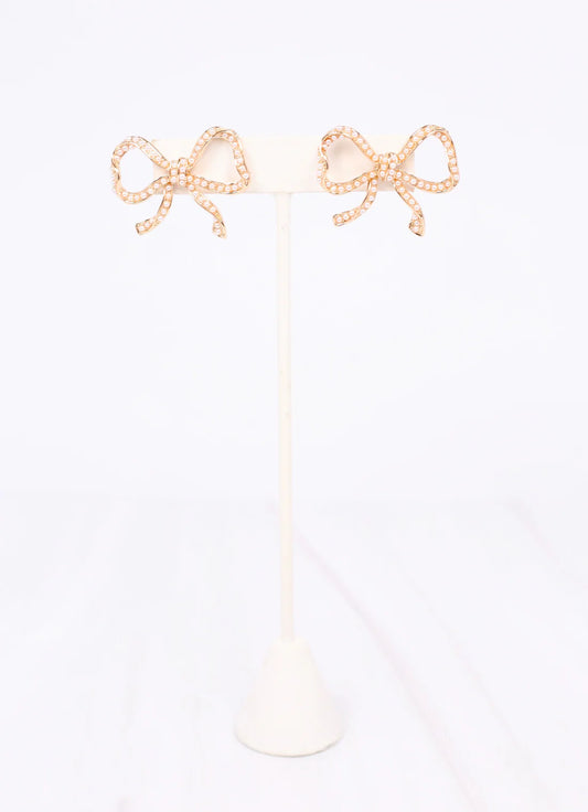 Stavros Pearl Bow Earring GOLD