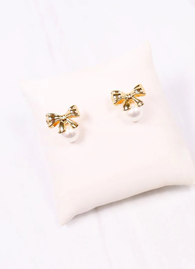 Tunie Bow Earring with Pearl GOLD