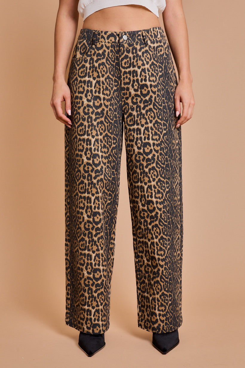 Perfect Animal Print Twill Pants