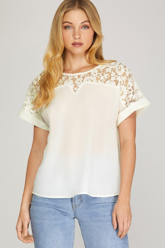 Lena Lace Top in Black and Off White