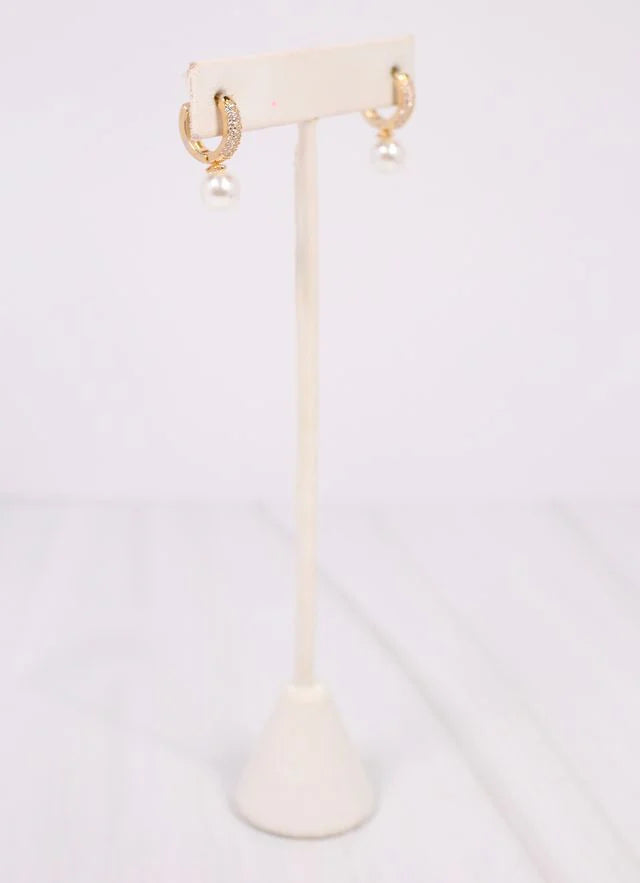 Kento CZ Hoop Earring with Pearl GOLD