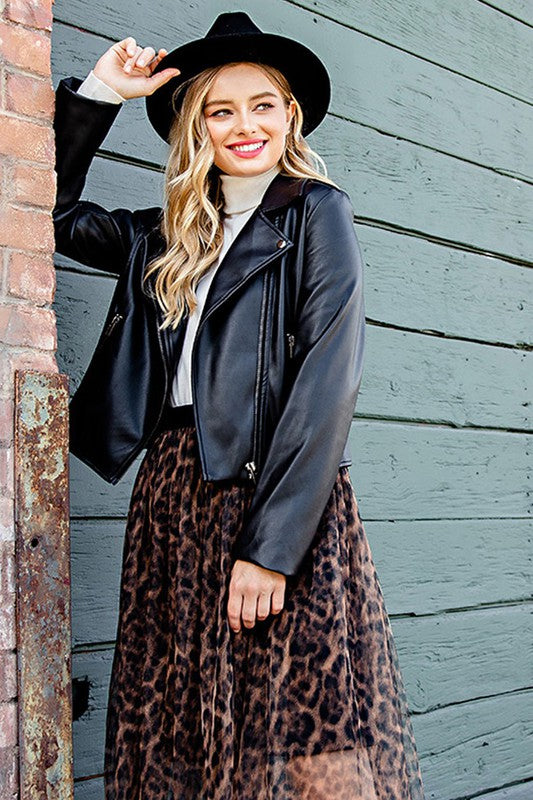 FAUX LEATHER MOTO JACKET