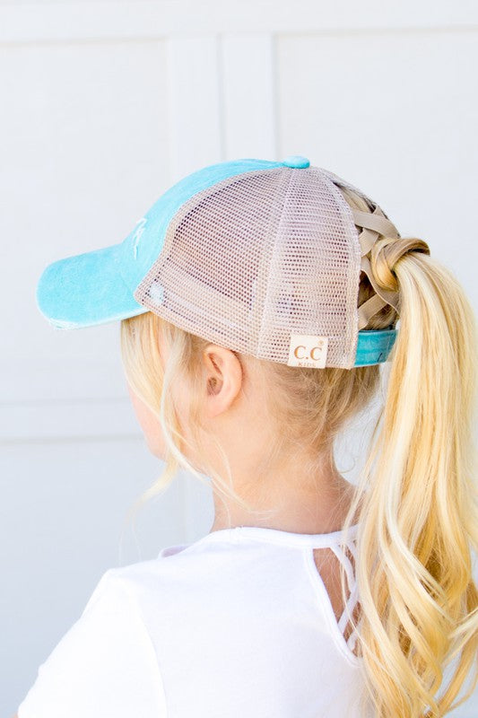 Girls CC Criss Cross ponytail cap
