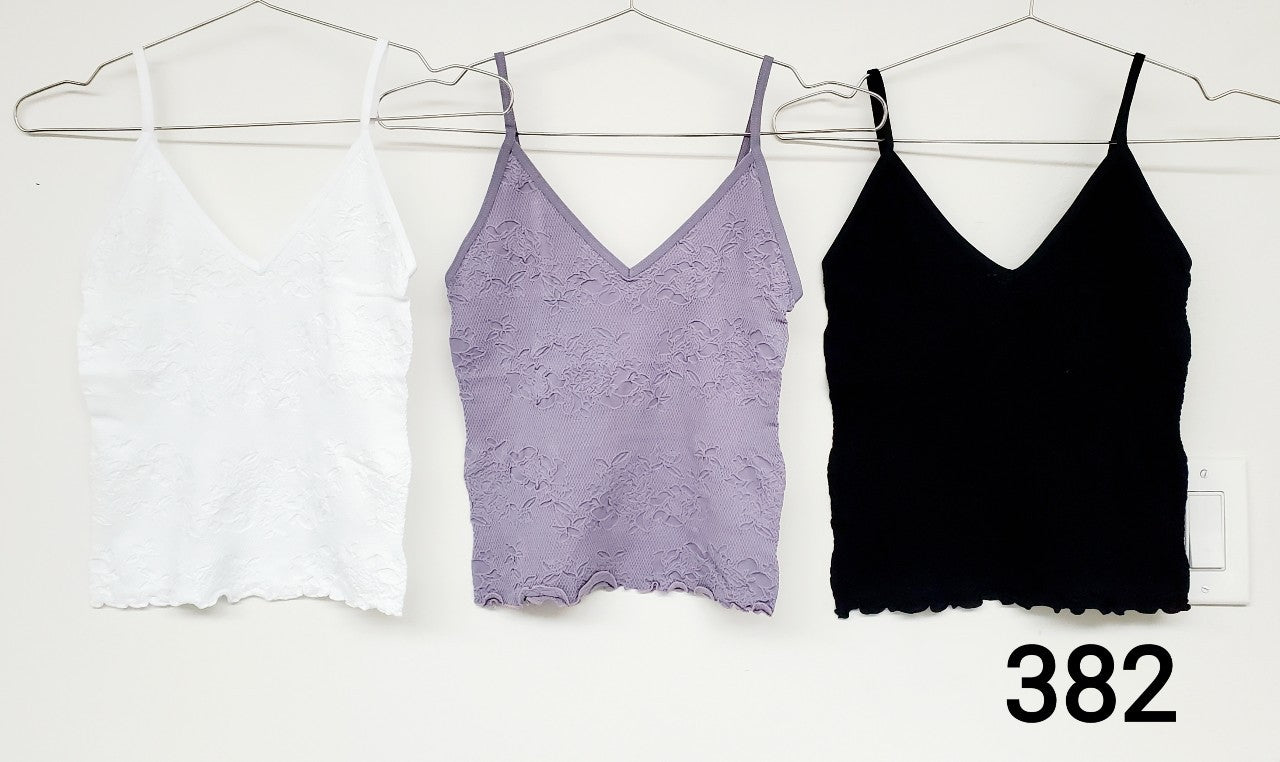 Floral Jacquard Crop Cami in Black and White