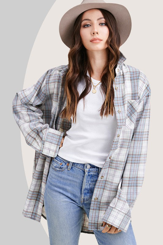 Dreaming of you Slate Blue Flannel Shirt