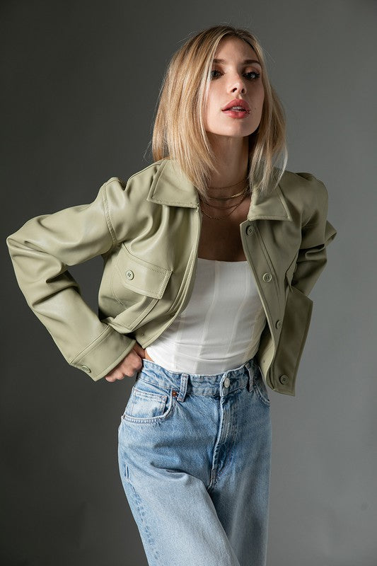 Luna Leather Cropped Jacket