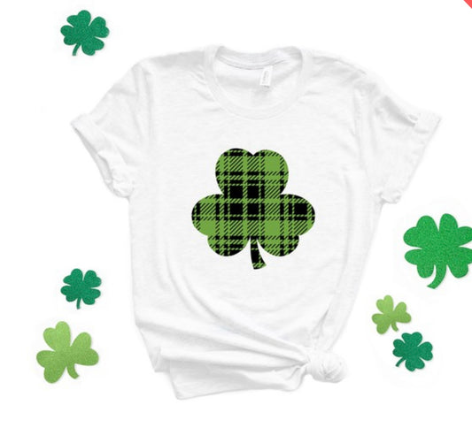 Buffalo Plaid Clover Graphic Tee